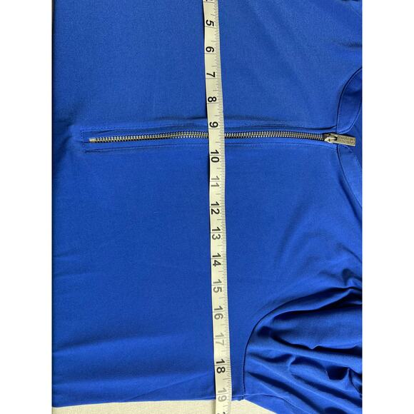 Ellen Tracy Women's Blouse Medium Persian Blue Zip Front Relaxed Fit Long Sleeve - Picture 9 of 10